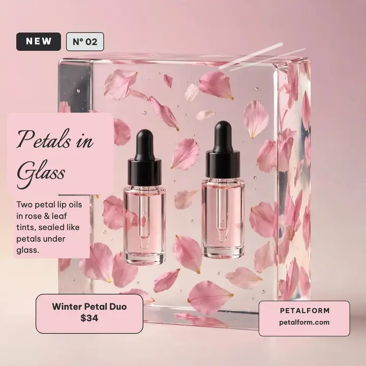 Petalform Winter Petal lip-oil resin post template
