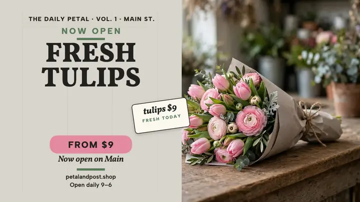 Petal and Post flower shop opening thumbnail template