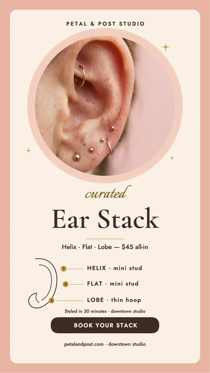 Petal and Post ear stack piercing story template
