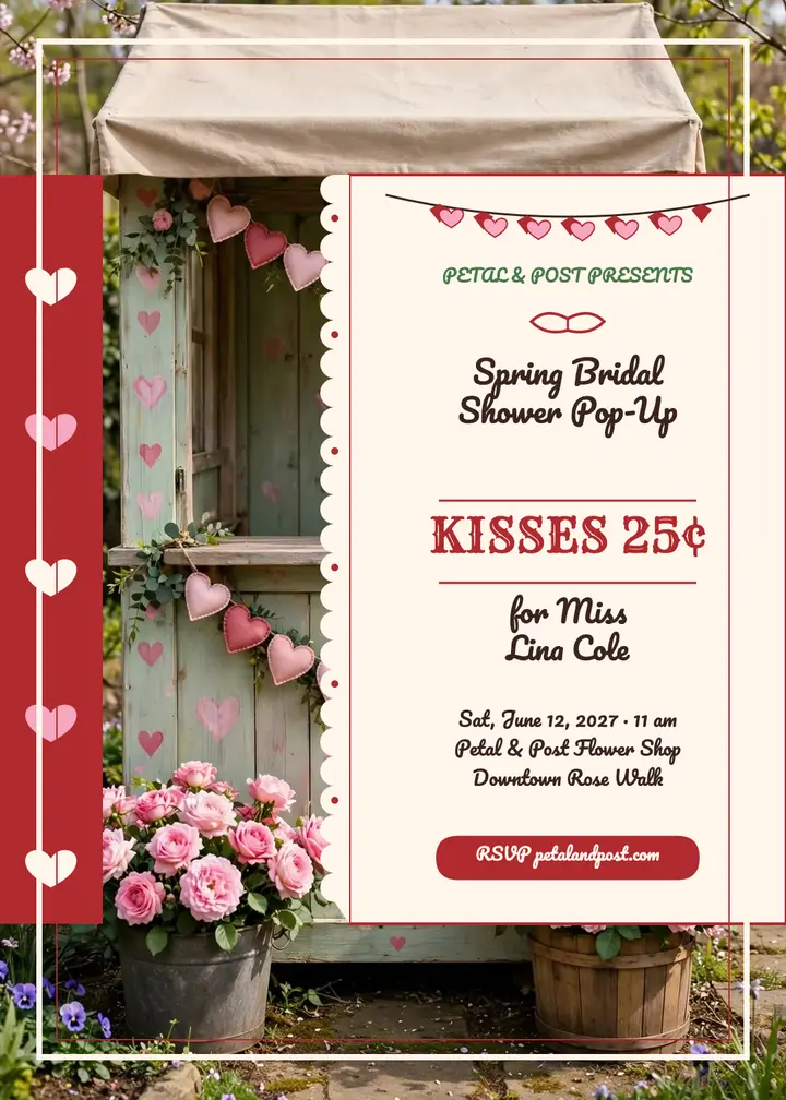 Petal and Post kissing booth shower invitation template