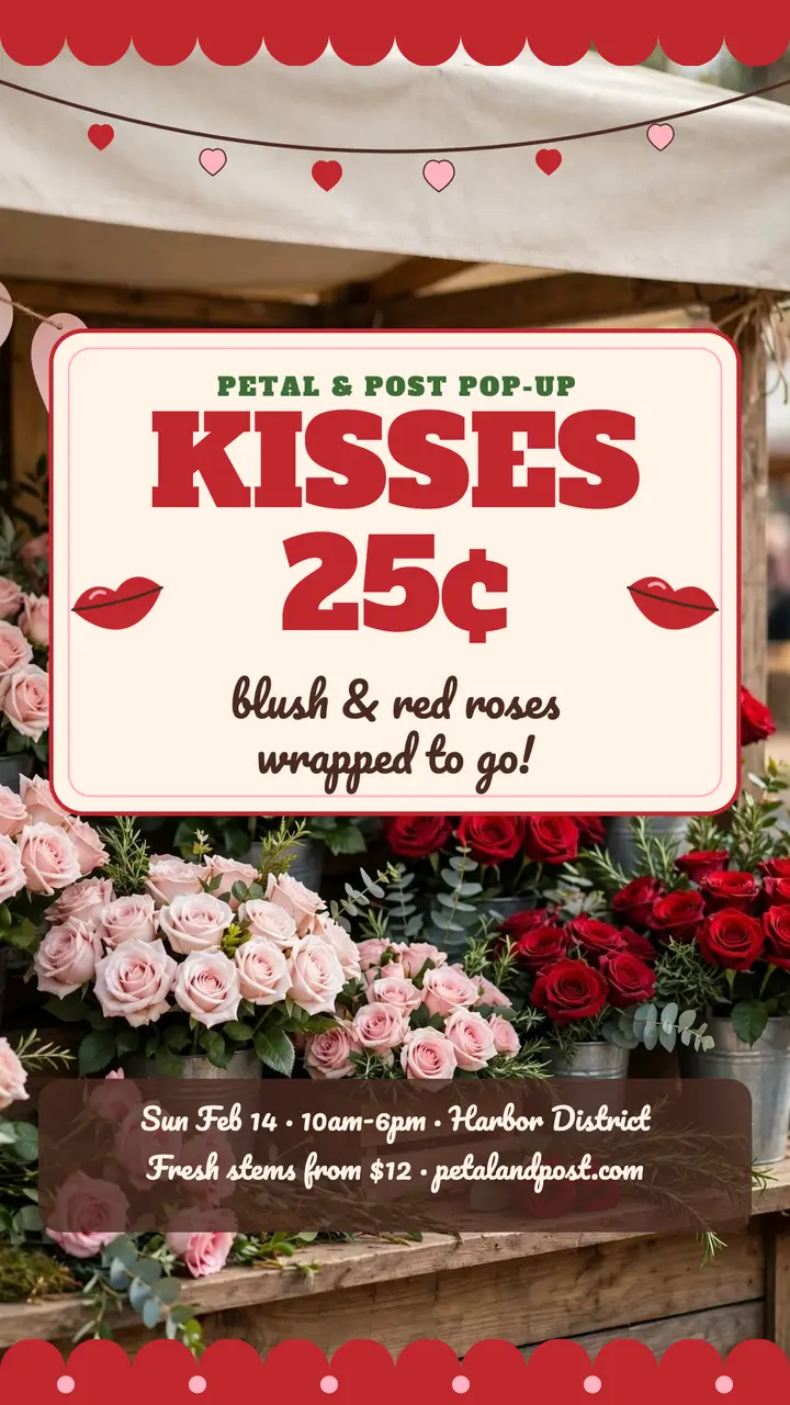 Petal and Post kissing booth roses story template