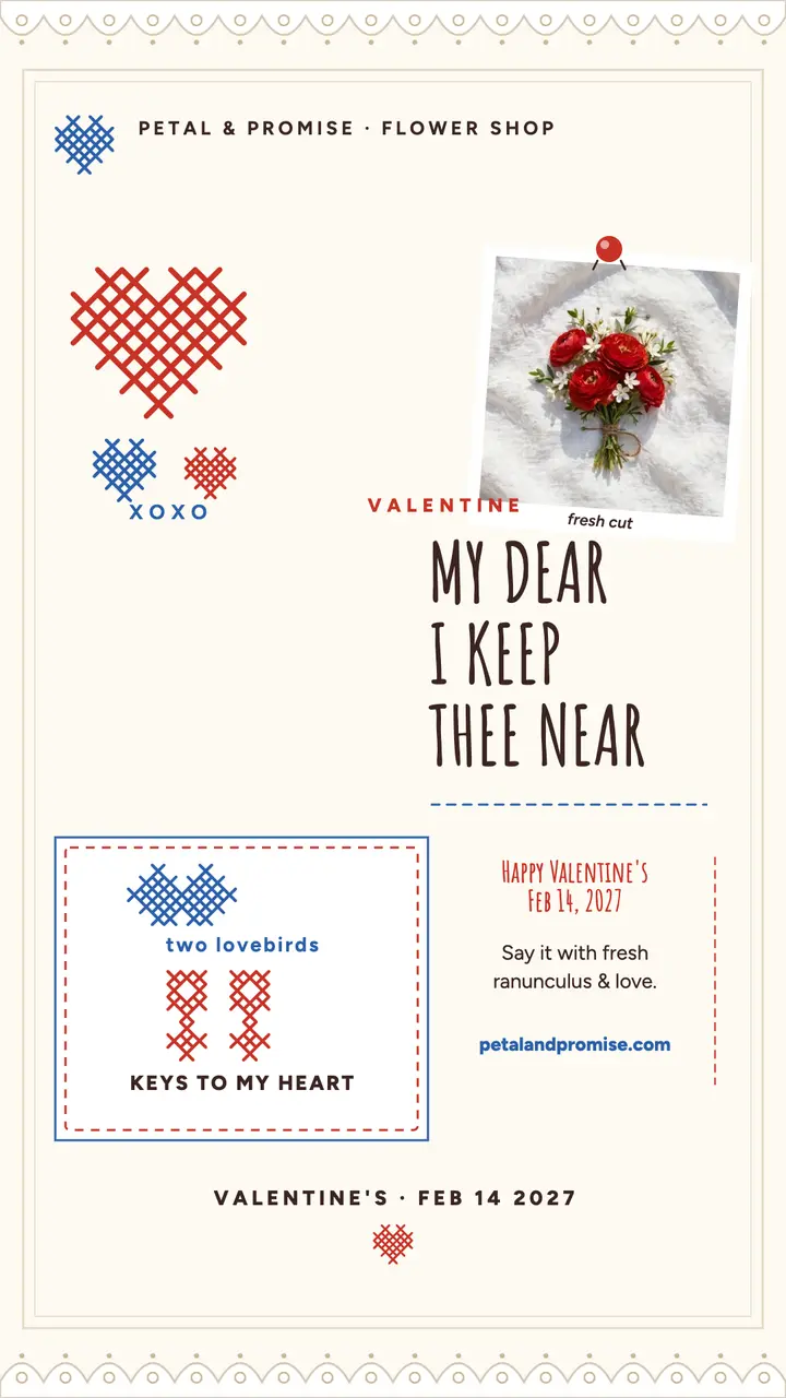 Petal and Promise Valentine handkerchief story template