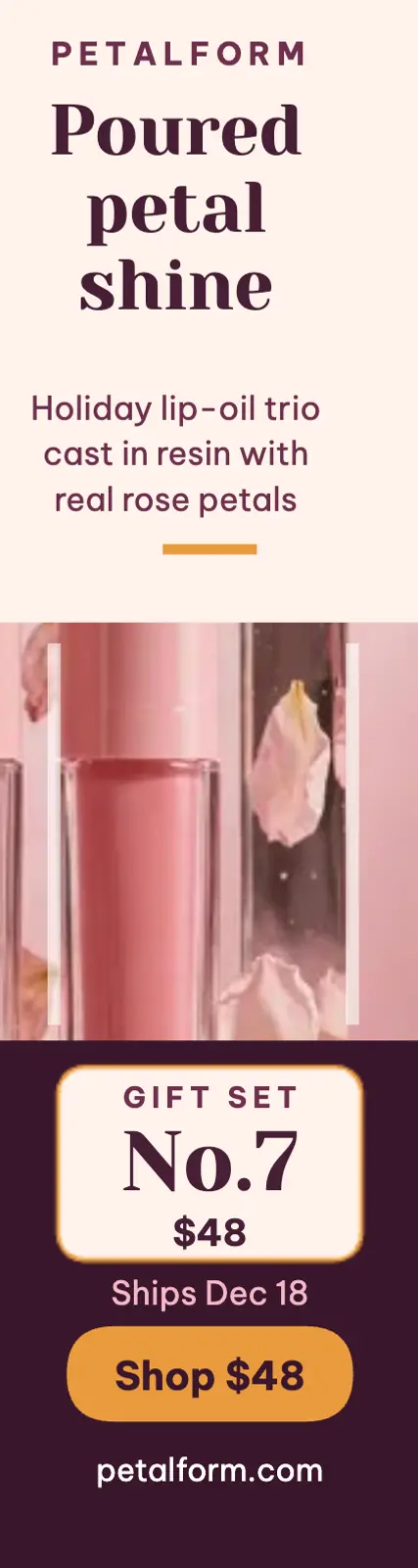 Petalform holiday lip-oil gift set skyscraper template