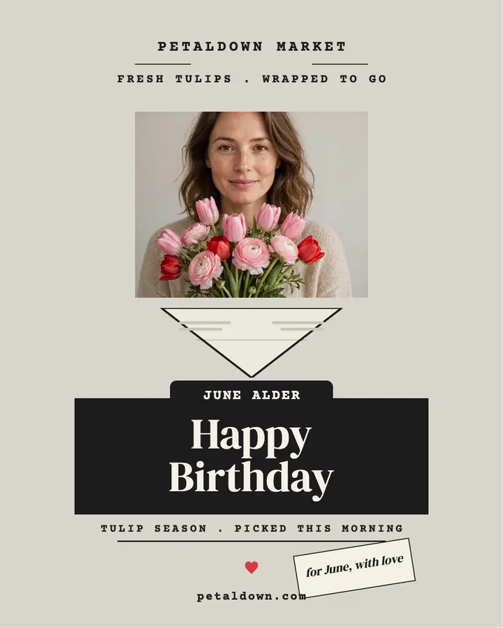 Petaldown birthday tulip post template