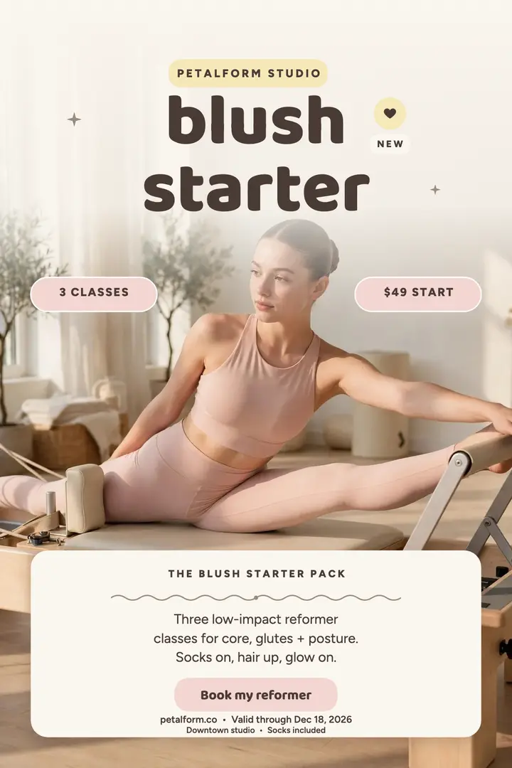Petalform blush reformer starter poster template