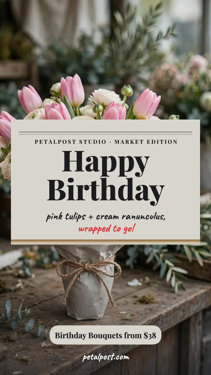 Petalpost birthday tulip bouquet story template