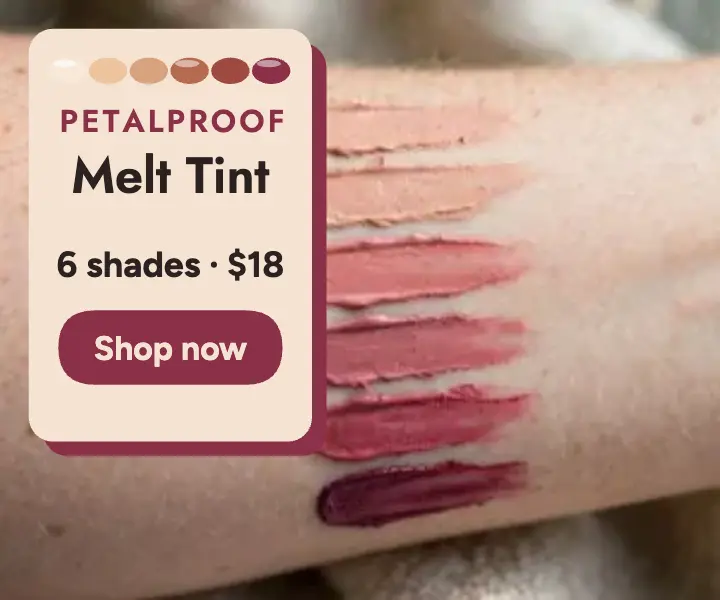 Petalproof Melt Tint shade row ad template