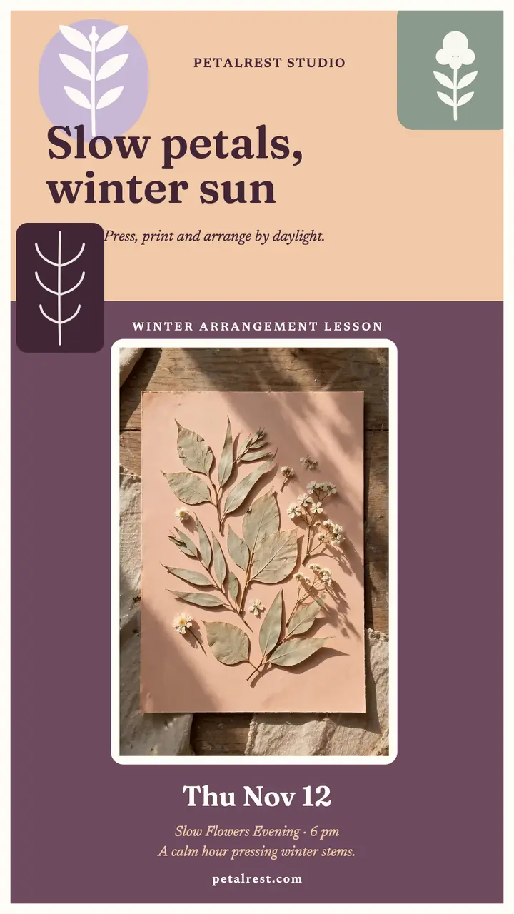 Petalrest winter flower lesson story: winter flower lesson story template