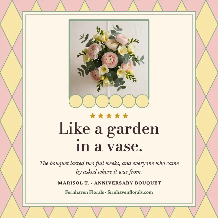 Fernhaven Florals five-star review card template