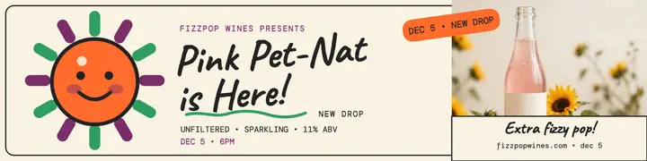 Fizzpop pink pet-nat launch banner: wine launch banner template