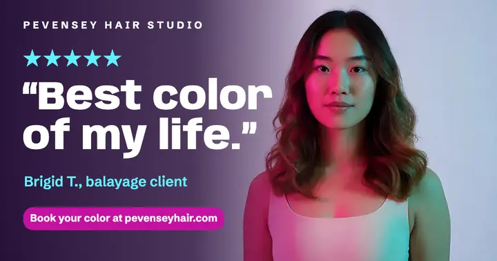 Pevensey hair color review post, dual-gel portrait template