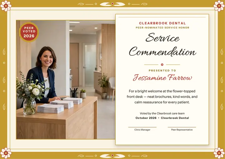 Clearbrook service commendation certificate template
