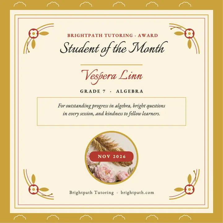 Brightpath Tutoring student award post template