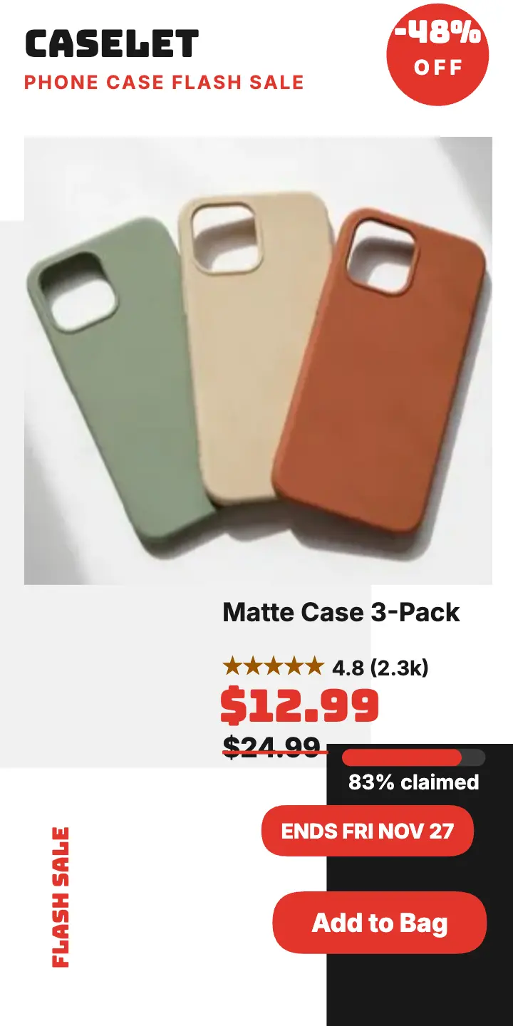 Caselet phone case flash sale half page ad template