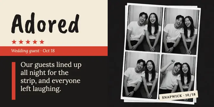 Wedding photo booth review card, booth strip template