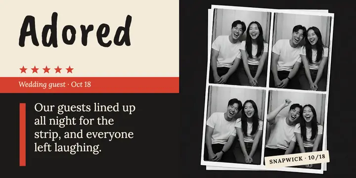 Wedding photo booth review card, booth strip template
