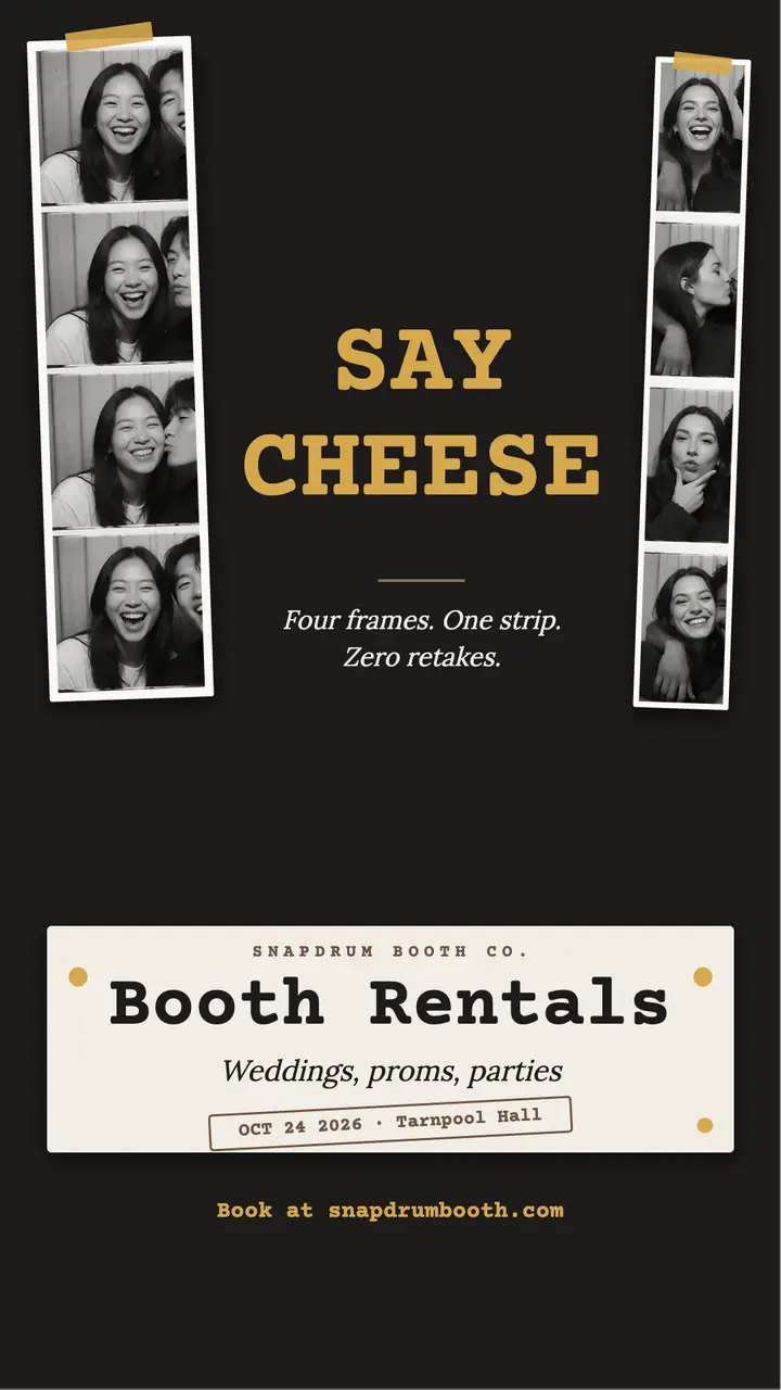 Snapdrum photo booth rental story, booth strips template