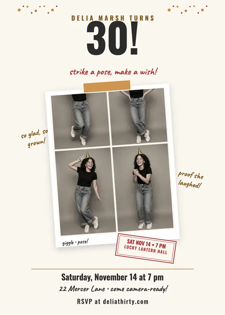 Delia's Thirtieth Photo Booth Invitation template