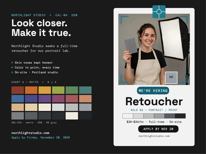 Northlight Studio retoucher hiring slide: hiring slide template