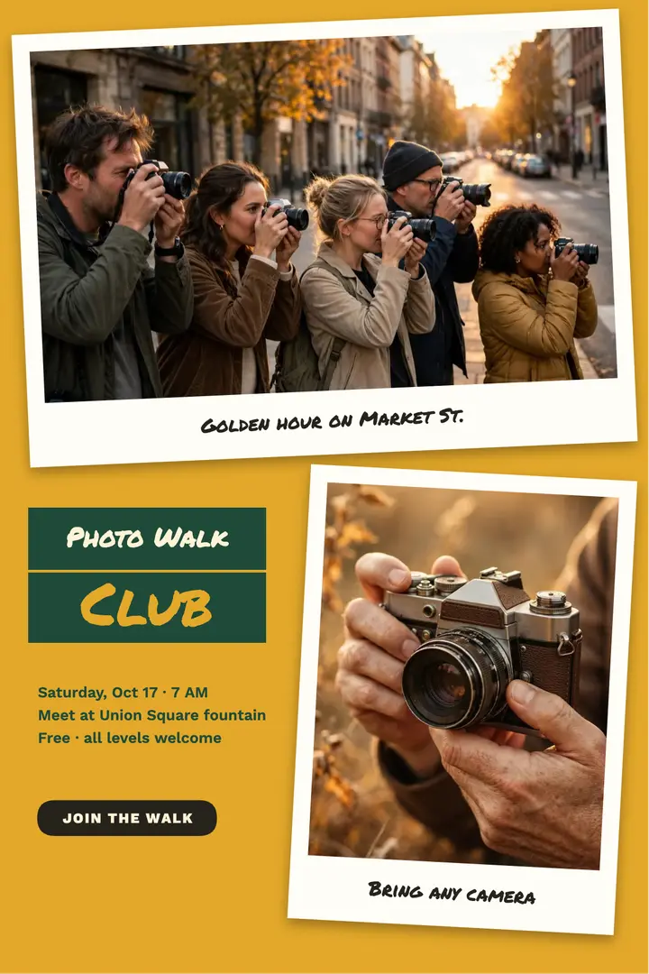 Photo walk club poster template