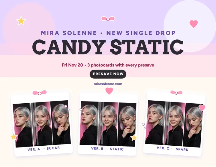 Mira Solenne candy static photocard flyer template