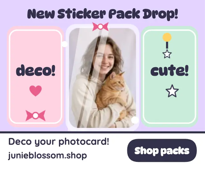 Junie Blossom sticker pack photocard ad template