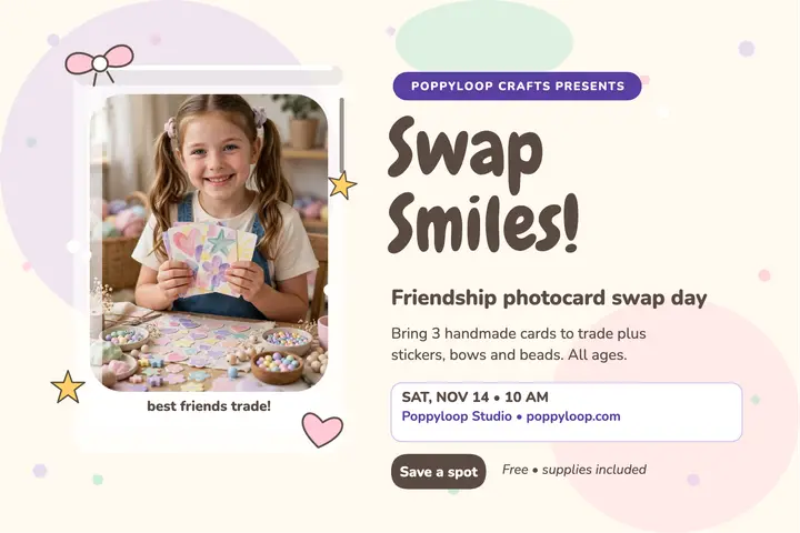 Poppyloop photocard swap postcard: photocard swap postcard template