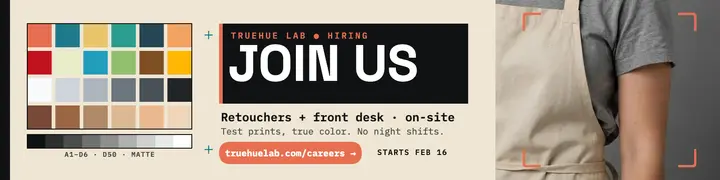 Truehue Lab hiring chart banner: photo lab hiring banner template