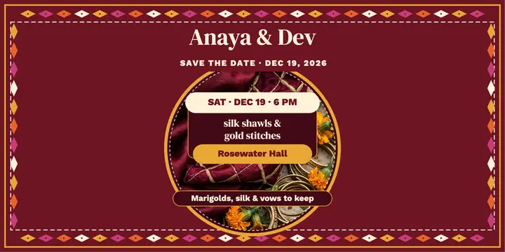 Anaya and Dev phulkari wedding invitation template