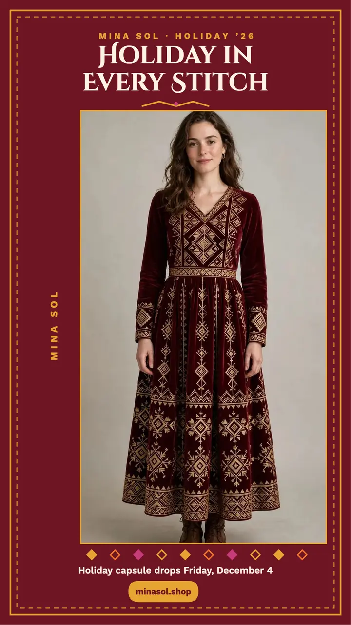 Mina Sol holiday party dress story template