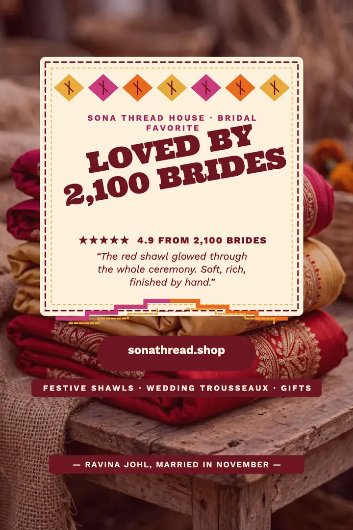 Sona Thread House bride reviews poster: textile shop testimonial poster template