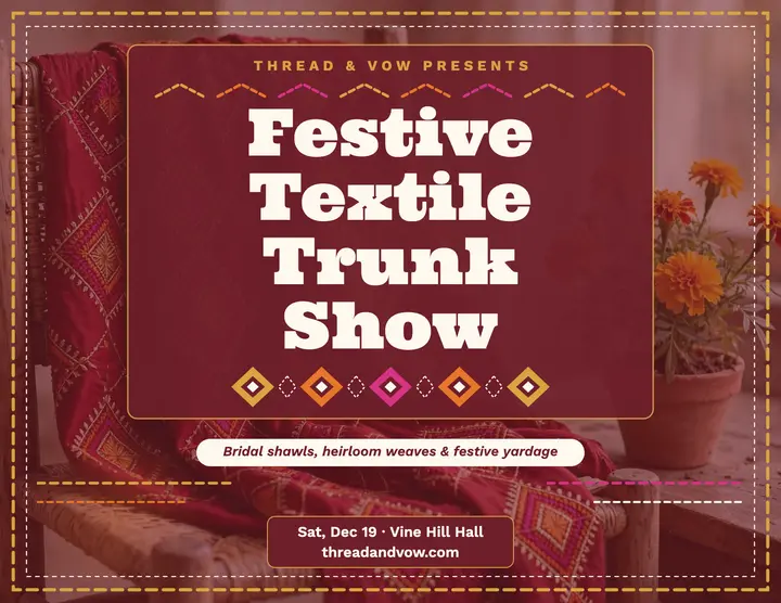 Thread and Vow festive trunk show flyer: wedding trunk show flyer template