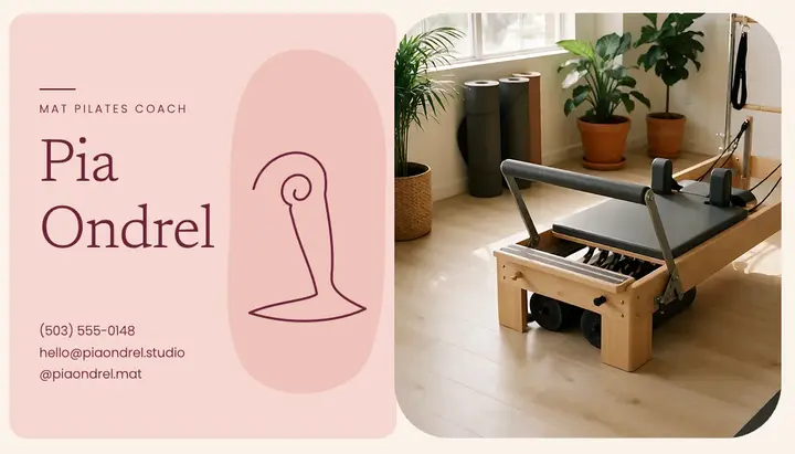 Pia Ondrel mat Pilates coach business card template