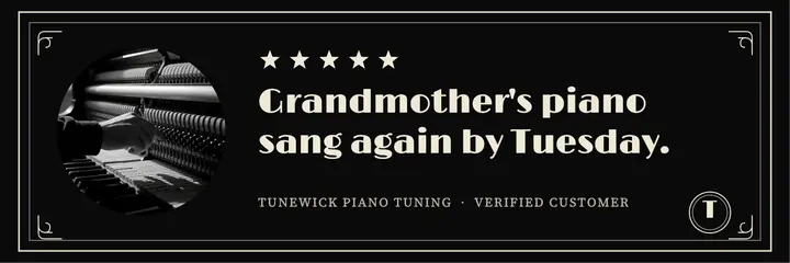 Tunewick piano tuning review title card header template