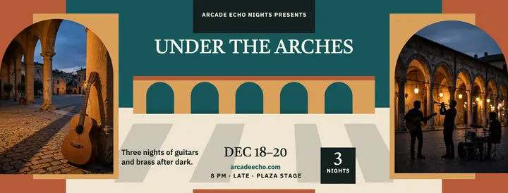 Arcade Echo Nights plaza gig cover template