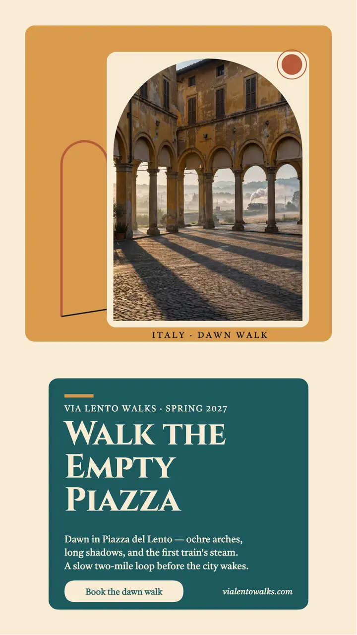 Via Lento dawn piazza walk story template