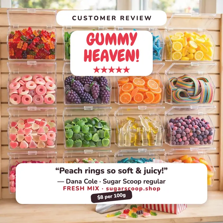 Sugar Scoop gummy review card template