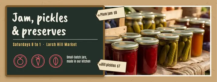 Jam and pickle market stall Facebook cover, market stall: market stall facebook cover template