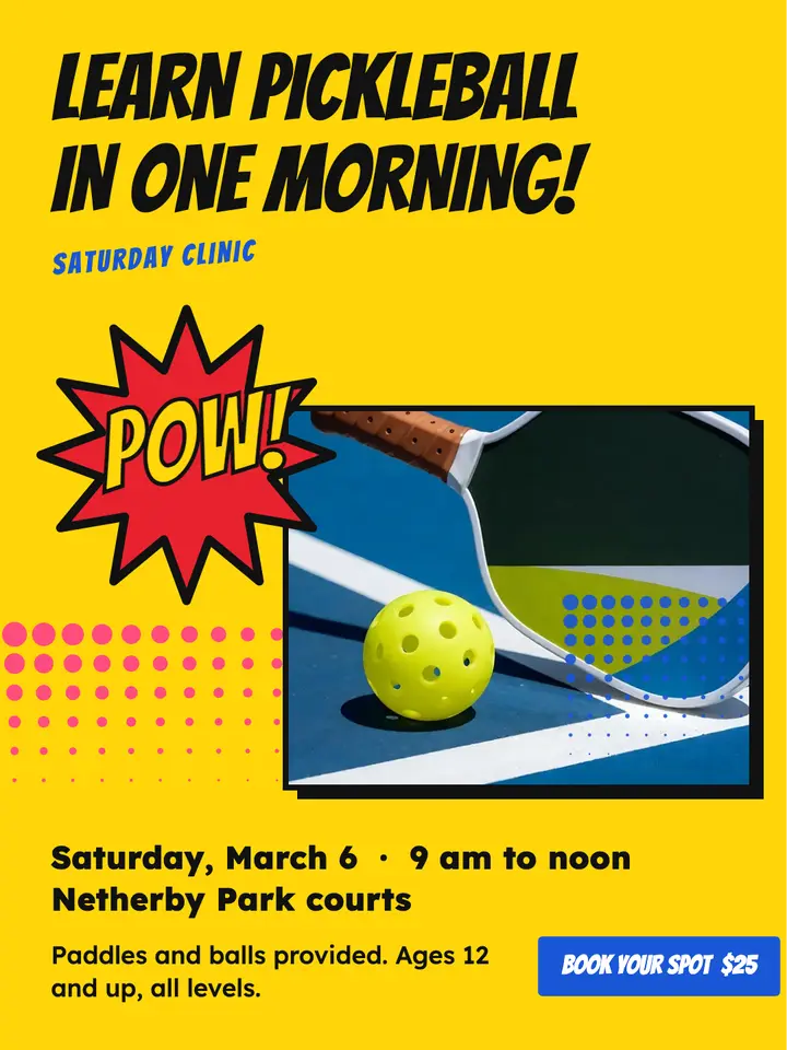 Netherby pickleball clinic pop art post template