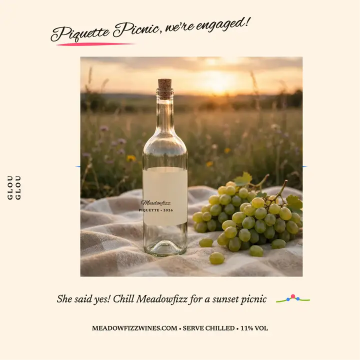 Meadowfizz piquette picnic engagement post template