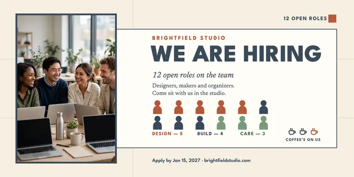 Brightfield Studio isotype hiring post template