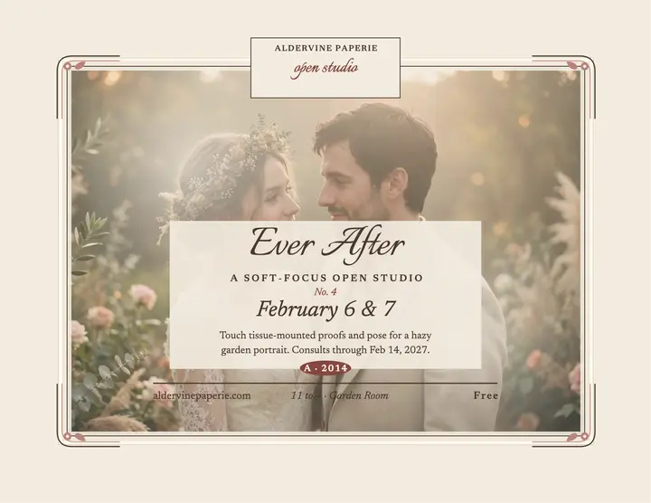 Aldervine soft-focus open studio flyer template