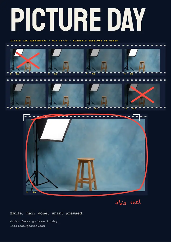Little Oak picture day contact sheet flyer template