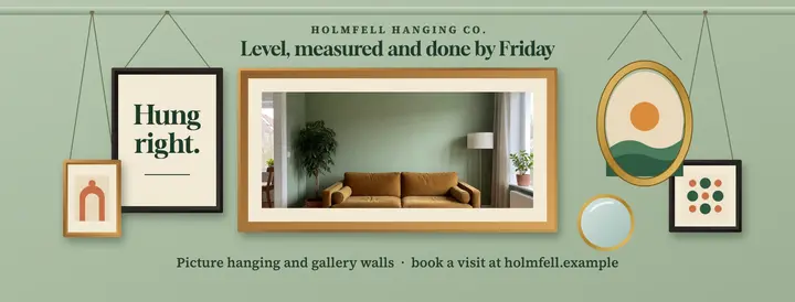 Picture hanging and gallery wall service cover template