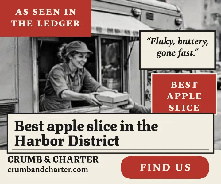 Crumb and Charter pie truck press ad template