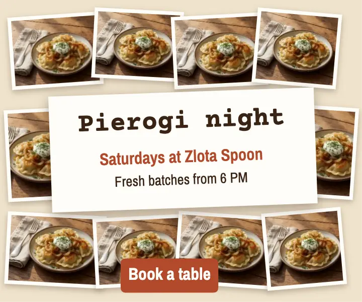 Zlota Spoon pierogi night photo joiner ad template