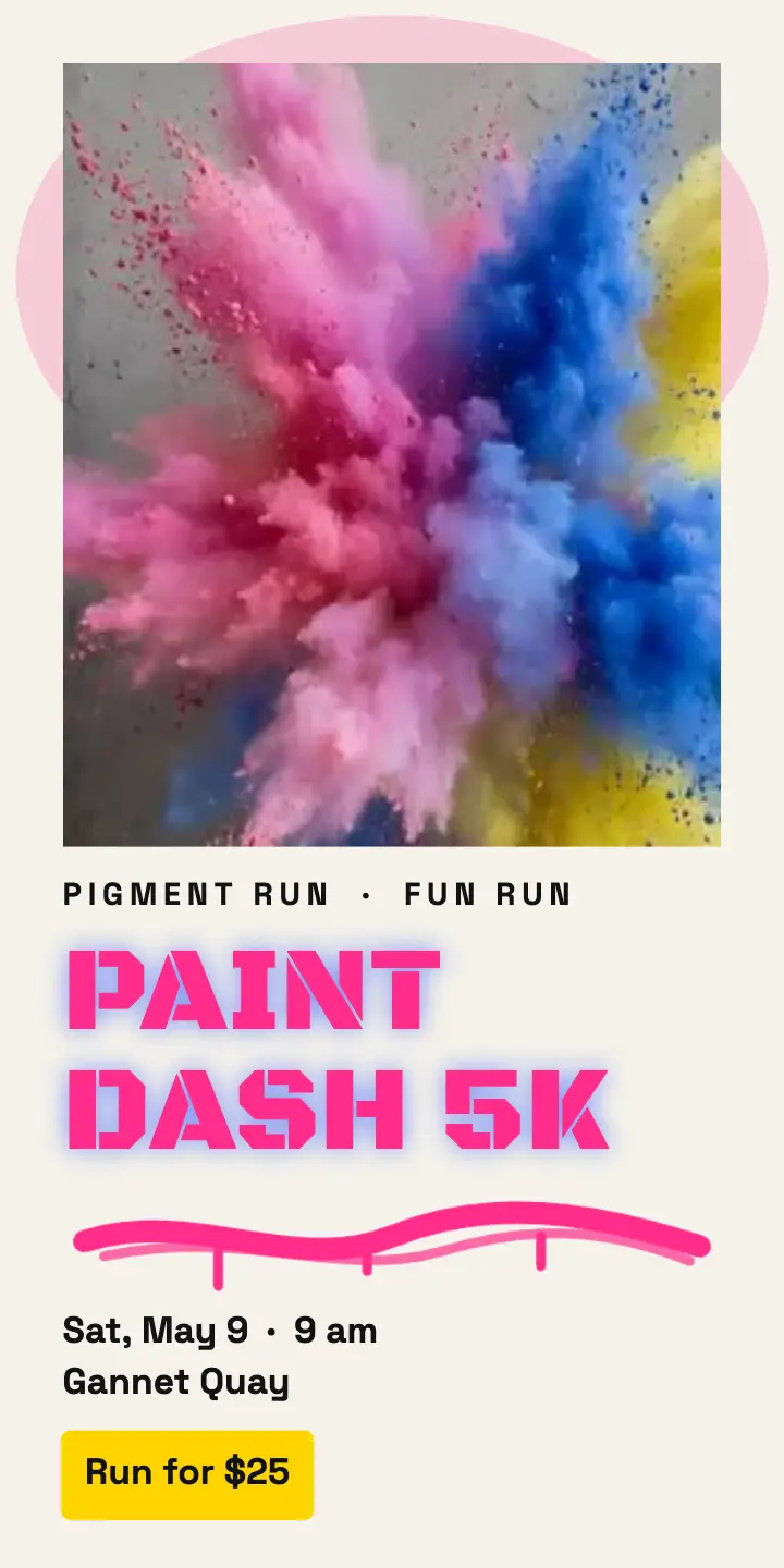 Pigment Run 5K half-page ad, spray paint: color fun run 5k half page ad template