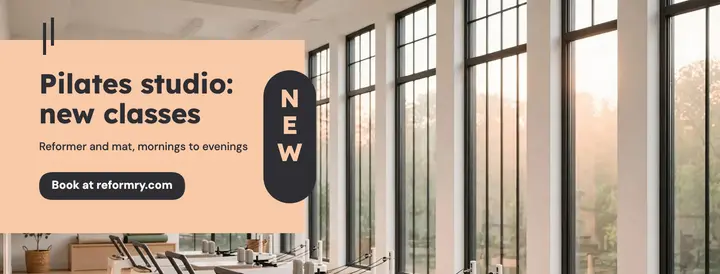 Peach pilates studio new classes Facebook cover template