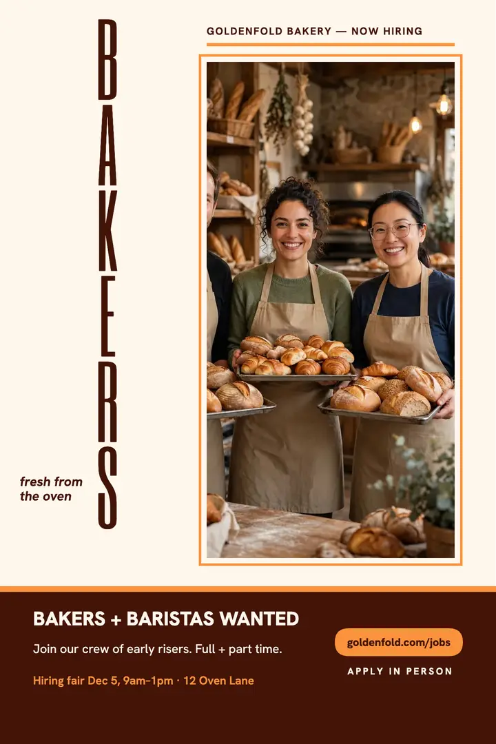 Goldenfold Bakery hiring poster template