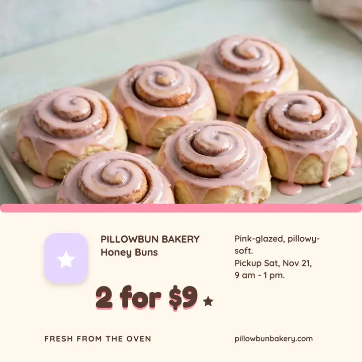 Pillowbun Bakery honey buns clay post template